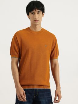 United Colors of Benetton - Orange Pure Cotton Half Sleeves Sweater
