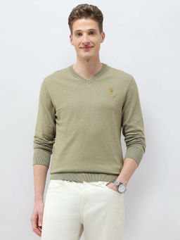 U.S. POLO ASSN. - Green Cotton Full Sleeves Sweater