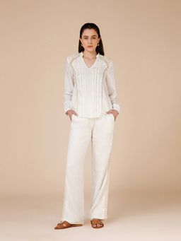 B77 - Blythe White Lace & Embroidered Top