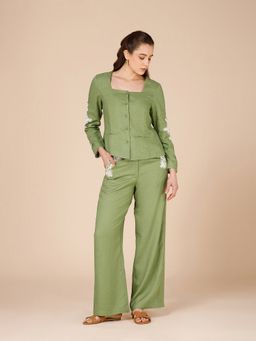 B77 - Frida Green Embroidered Top