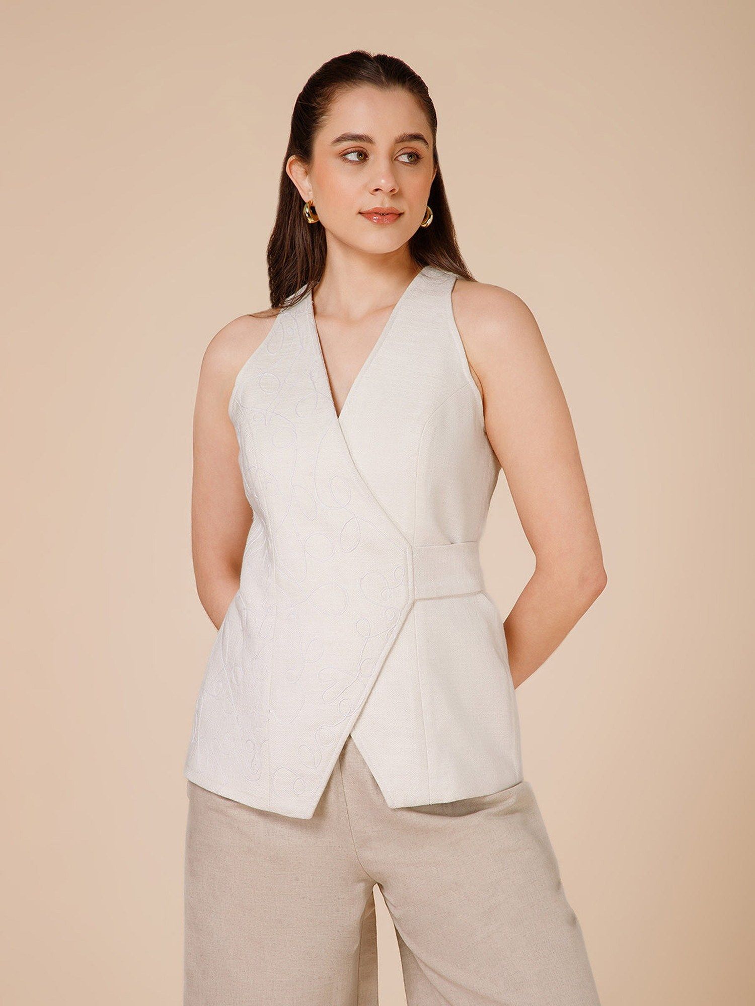 b77 Kiki Ivory Embroidered Wrap Jacket-picture-11
