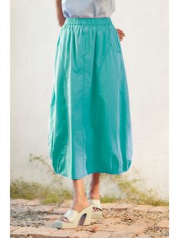 CANOOPI - Moon current Blue Solid Midi Skirt