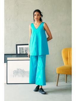 CANOOPI - Kyoto Blue Solid Pure Cotton Coord Set