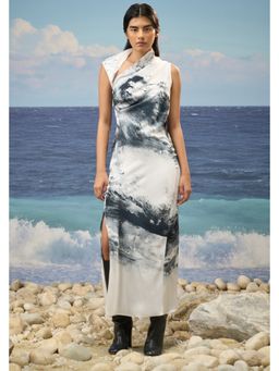 Genes Lecoanet Hemant - Multi Coloured Poly Satin Abstract Graphic Print Sleeveless Dress