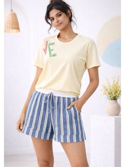 Muvazo - Love Yellow Pure Cotton Round Neck T-shirt