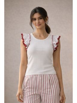 Muvazo - Snuggle Frill White Cotton Top