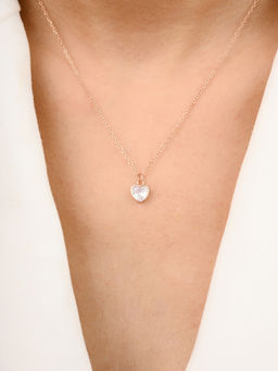 METALM - Heart Diamond Pendant Necklace