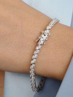 METALM - Criss Cross Heart Tennis Bracelet in 925 Silver