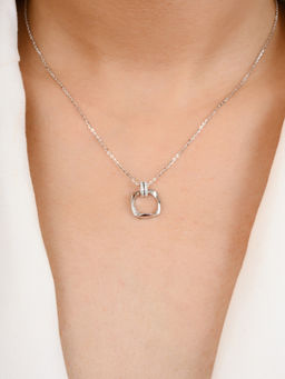 METALM - Open Square Pendant Necklace in 925 Silver