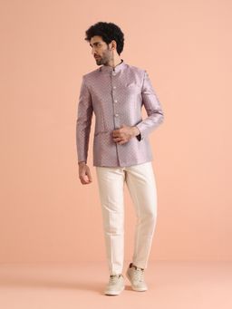KISAH - Men Textured Pink Jodhpuri Bandhgala with Pant