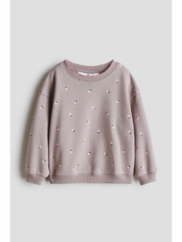 H&M - Girls Purple Print-Motif Brushed-Inside Sweatshirt