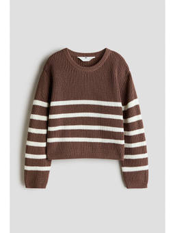 H&M - Girls Brown Rib-Knit Jumper