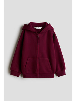 H&M - Girls Red Oversized Brushed-Inside Zip-Through Hooded Jacket