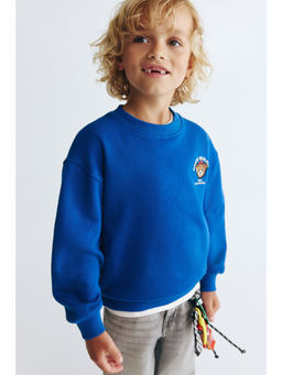 H&M - Boys Blue Print-Motif Brushed-Inside Sweatshirt