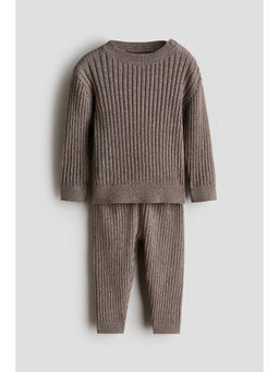 H&M - Boys Brown 2-Piece Wide-Rib Cotton Jumper and Pant