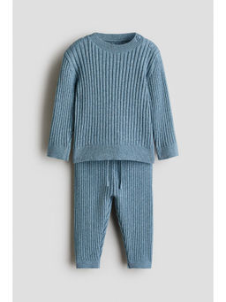H&M - Boys Blue 2-Piece Wide-Rib Cotton Jumper and Pant