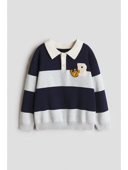 H&M - Boys Blue Motif-Detail Rugby Sweatshirt