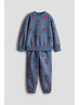 H&M - Boys Blue 2-Piece Printed Sweatshirt and Joggers