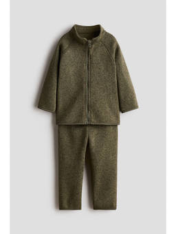 H&M - Unisex Green 2-piece knitted fleece Jacket and Trouser