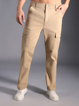 High Star - Men Relaxed Straight Leg Mid-Rise Cargos Trousers