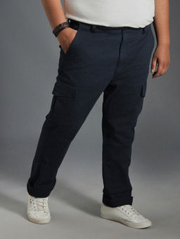 High Star - Men Straight Mid-Rise Plain Cotton Straight Fit Cargos Trousers