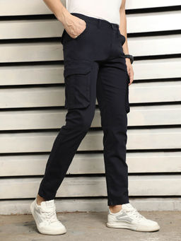 High Star - Men Regular Fit Mid-Rise Easy Wash Cotton Joggers Trousers