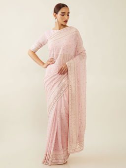 Soch - Embroidered Georgette Saree with Unstitched Blouse