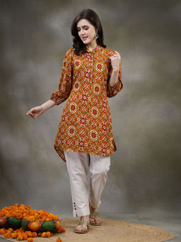Nayam by lakshita - Viscose Rayon Shirt Collar Printed Multi-Color Tunic