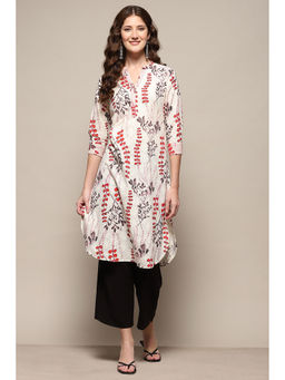 Biba - White Cotton Straight Kurta