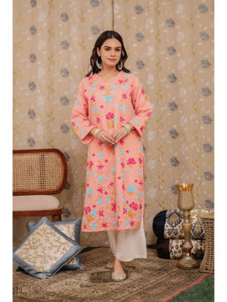 HOUSE OF KARI - Falak Kashmiri Long Kurta - Peach