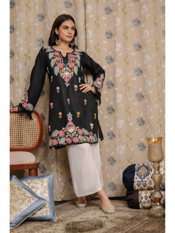 HOUSE OF KARI - Falak Kashmiri Short Kurta - Black
