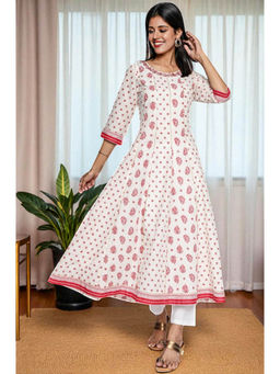 Aurelia - Women White Floral Regular Fit Kurta