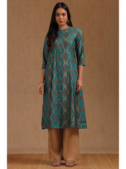 Soch - Women Teal Printed Regular Fit Kurta