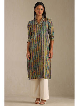 Soch - Women Green Stripes Regular Fit Kurta