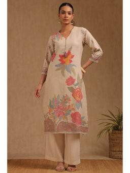 Soch - Women Cream Floral Regular Fit Kurta
