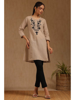 Soch - Women Beige Embroidered Regular Fit Kurta