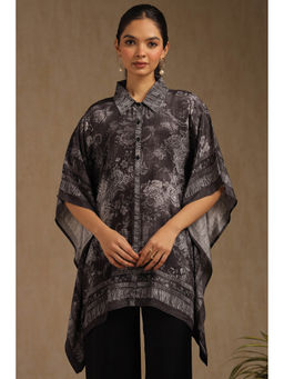 Soch - Women Charcoal Printed Relaxed Fit Kaftan