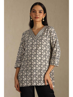 Soch - Women Black Floral Regular Fit Tunic