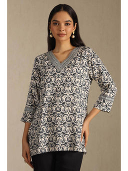 Soch - Women Charcoal Floral Regular Fit Tunic