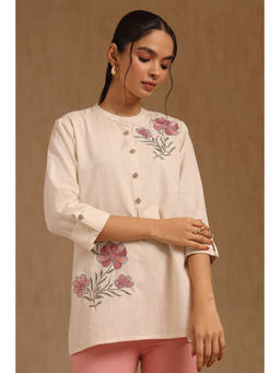 Soch - Women Beige Embroidered Regular Fit Tunic