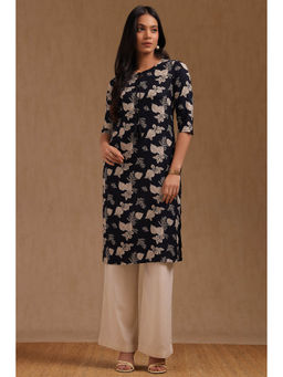 Soch - Women Navy Blue Floral Regular Fit Kurta