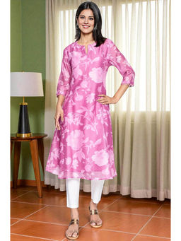 W - Pink Floral Regular Fit Kurta