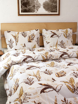 House This - Vanam 100% Cotton Outer-Inner Polyfill Double Comforter-350 Gsm-Brown