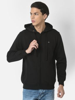CRIMSOUNE CLUB - Men Black Zipper Sweatshirt with Hoodie