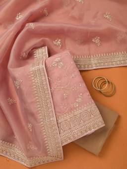 Koskii - Women Red Embellished/Sequined Satin Top and Bottom with Dupatta