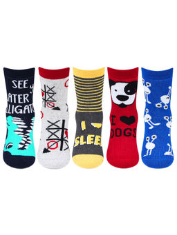 Bonjour - Multicolored Kids Cushioned Fancy Sports Socks (Pack of 5)