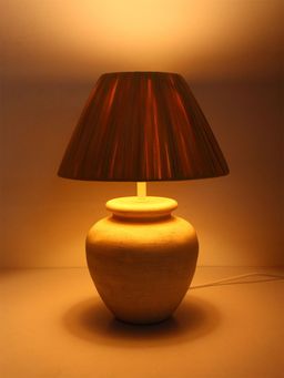 ELARE - Lanmate Natural Textured Ceramic Table Lamp With Paper Raffia Shade