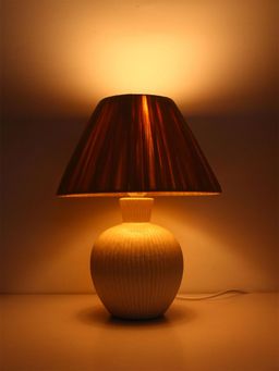 ELARE - Table Lamp Features A White Textured Ceramic Base