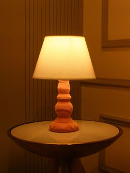 ELARE - Coastal Coral Rope Table Lamp With White Shade