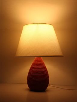 ELARE - Rust Red Rope Textured Table Lamp With White Acrylic Shade